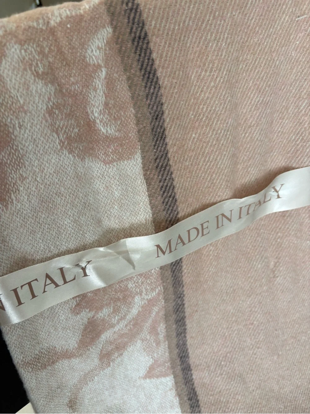 Made in Italy Cream & Blush Decorative Throw Blanket